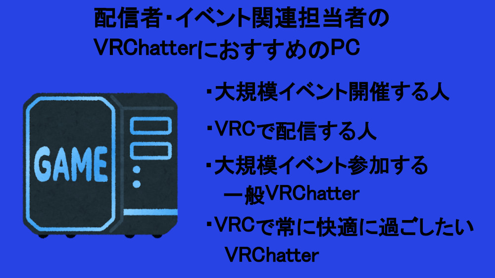 配信者・イベント関連担当者のVRChatterにおすすめのPC